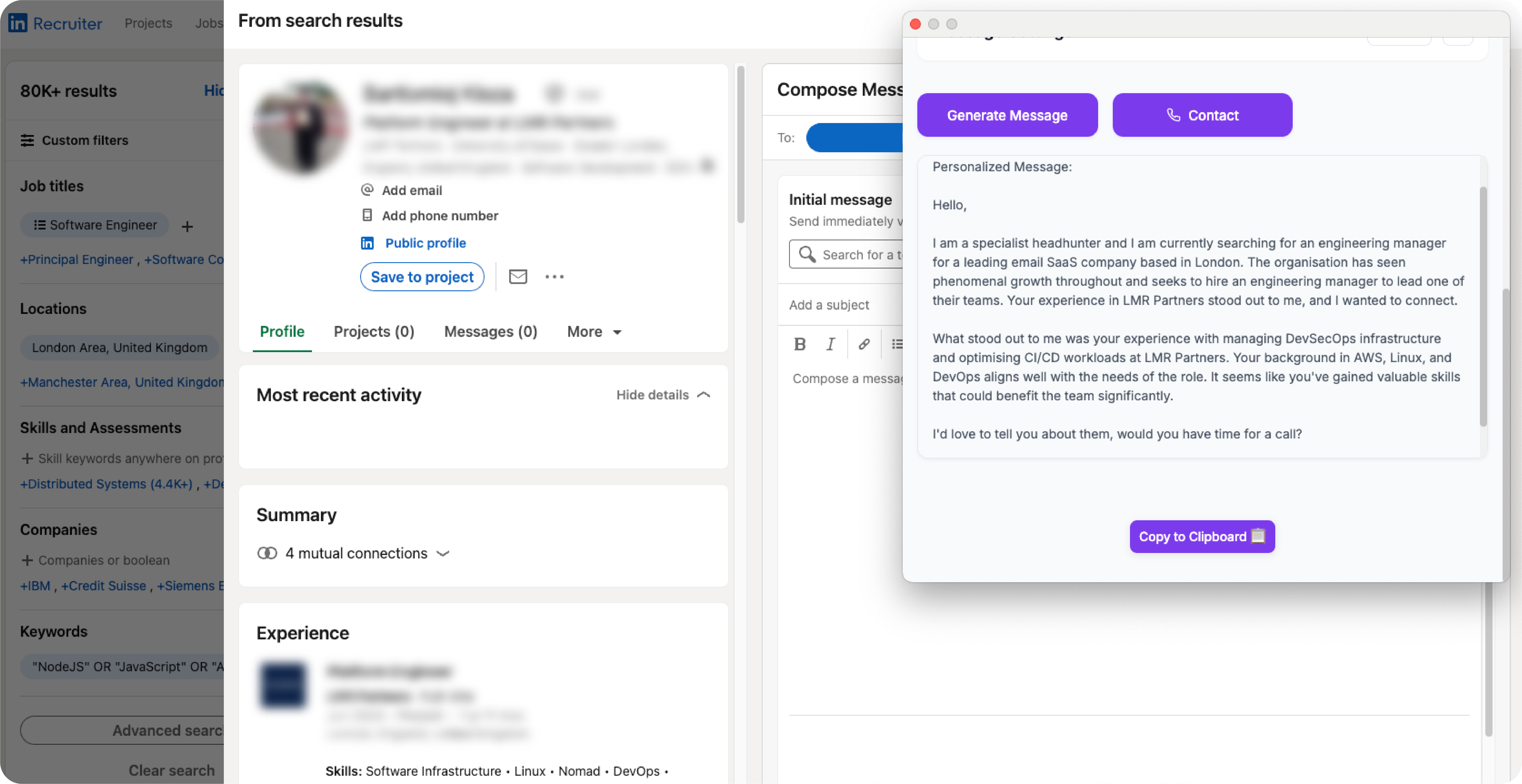 RecruiterOutreachPro Interface